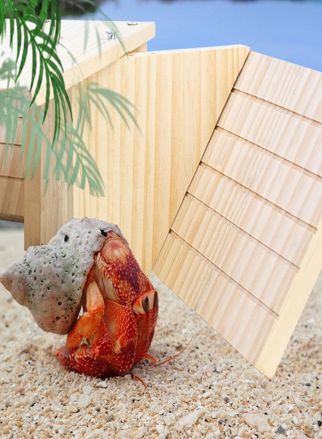 FlidRunest Wooden Large Hermit Crab W-Shaped Cave for Tank, Natural Hermit Crab Climbing Ladder Platform Set Toy, Safe Tank Corner Decor Hide Accessories Reptile Activity Platform - Image 3